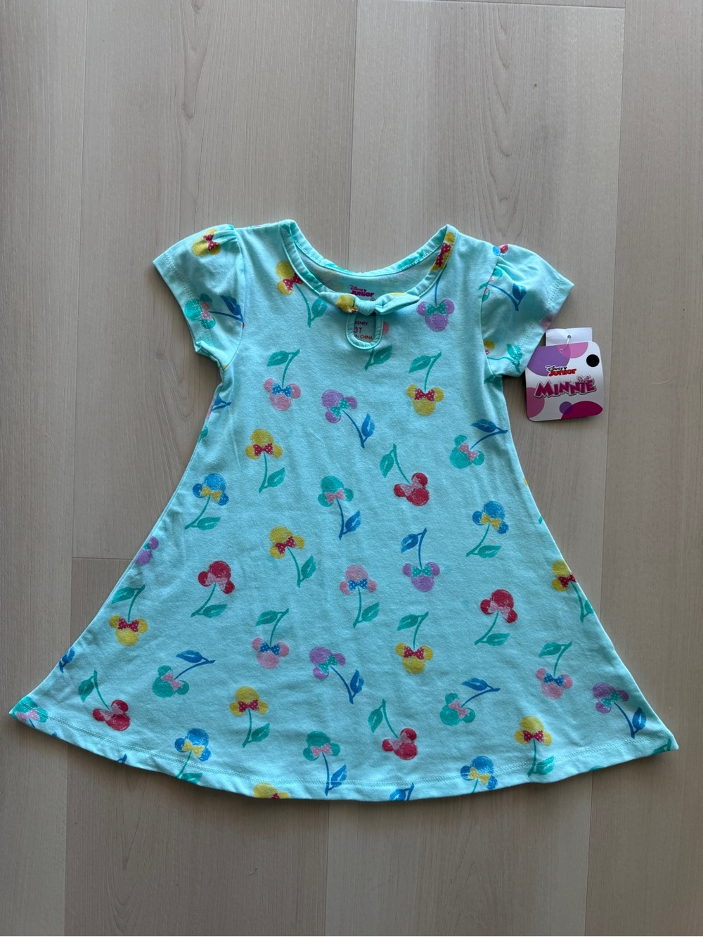 Minnie Mouse Aqua Disney Cherry Floral Print Kids Dress